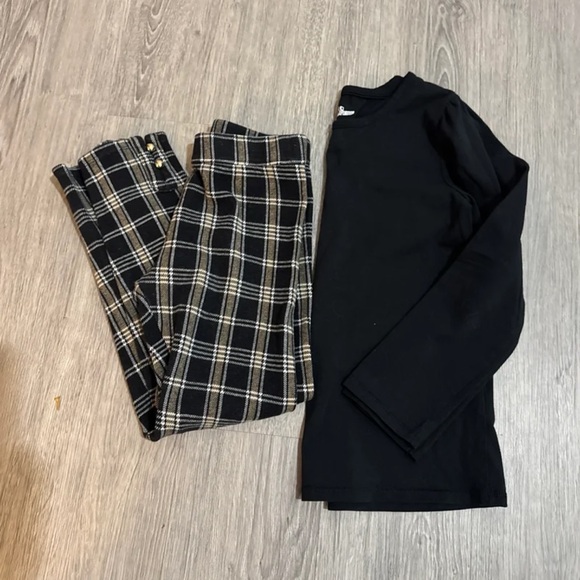 Janie and Jack Sz 8 Plaid Knit Pull-on Ponte Pants LN & C&C California Tee LS - Picture 11 of 11